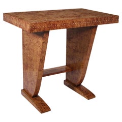 French Art Deco Console Table in Burr Elm