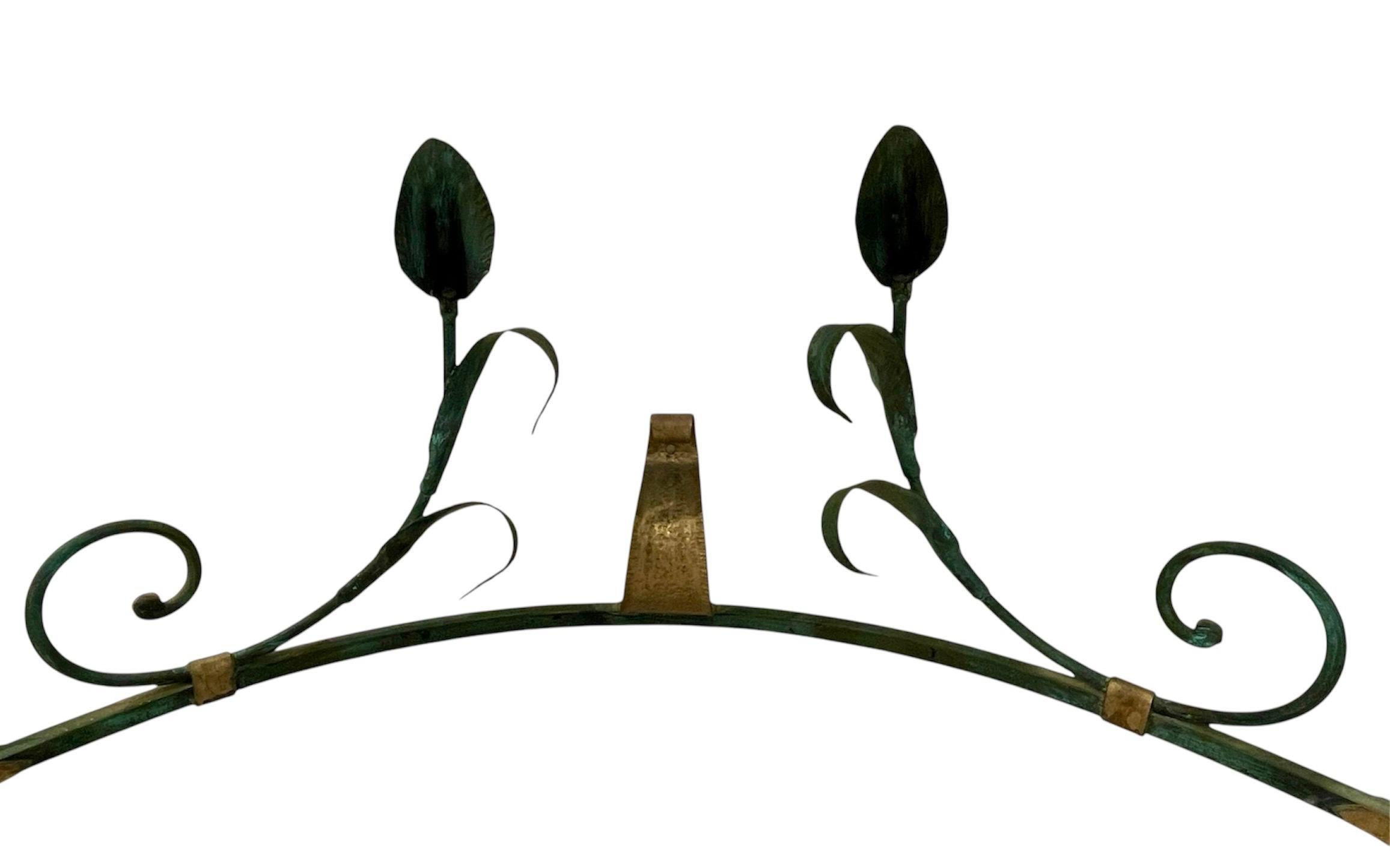 French Art Deco Console table , Painted wrought iron , original marble top 2