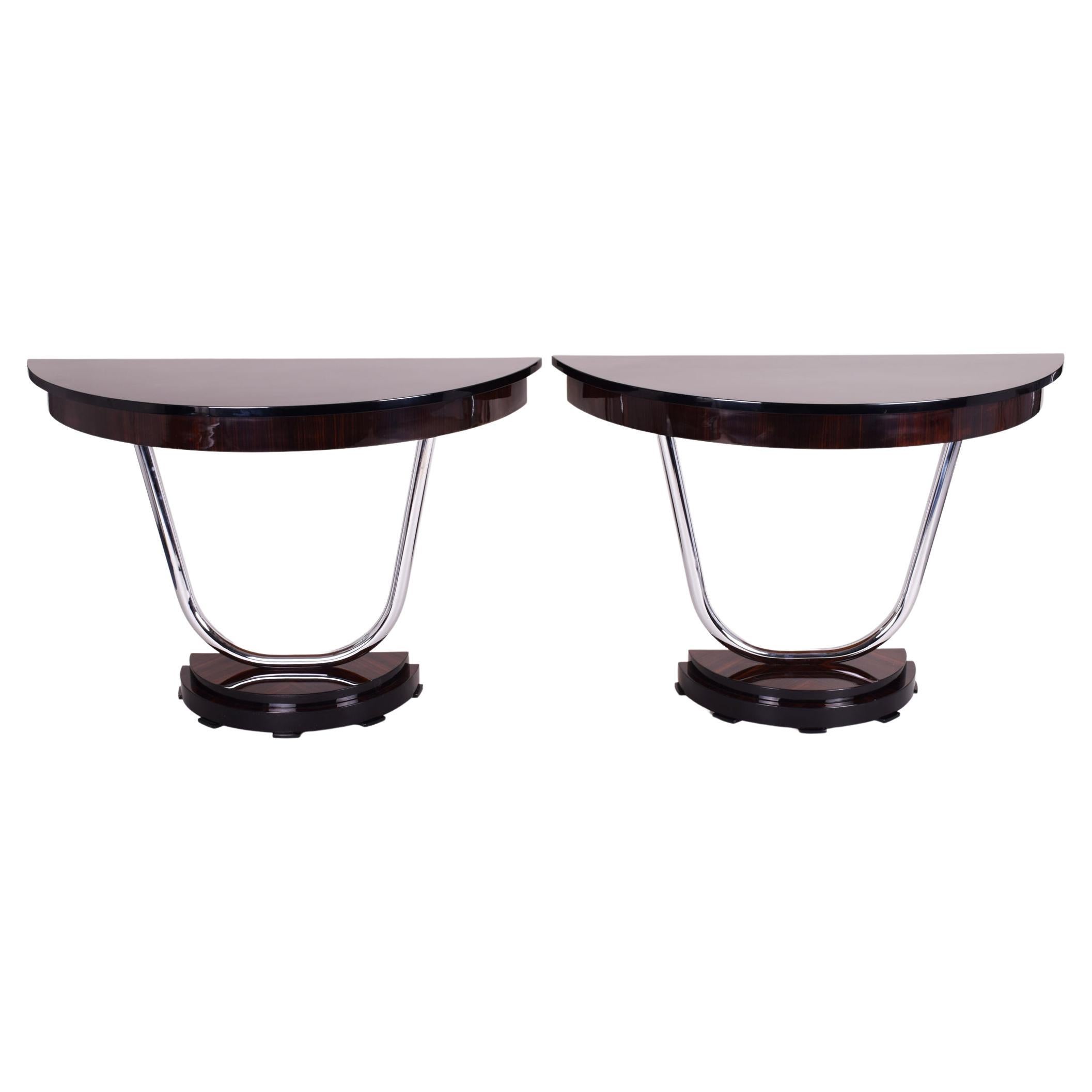 French Art Deco Side Console Tables, Made in the 1920s Out of Makasar