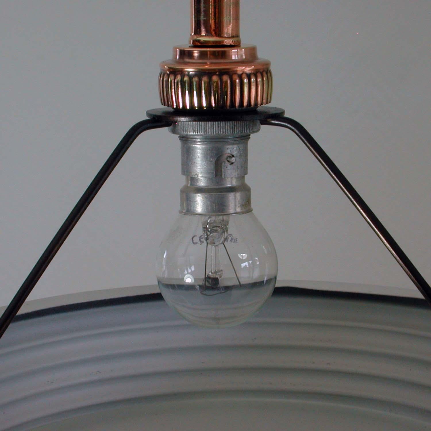 French Art Deco Copper and Satin Glass Flush Mount Pendant, 1930s For Sale 2