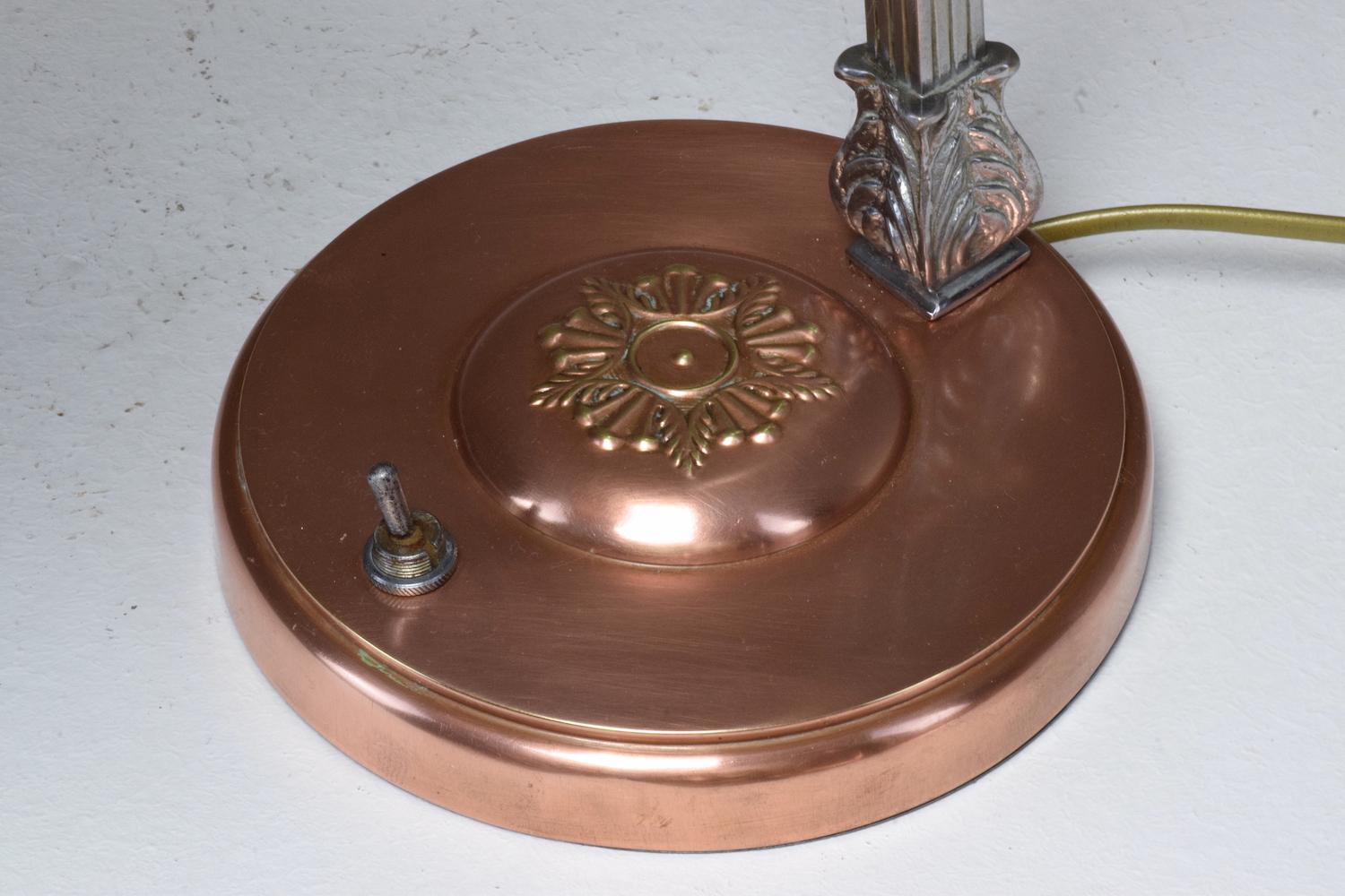 French Art Deco Copper Brass Table Lamp, 1930s 12