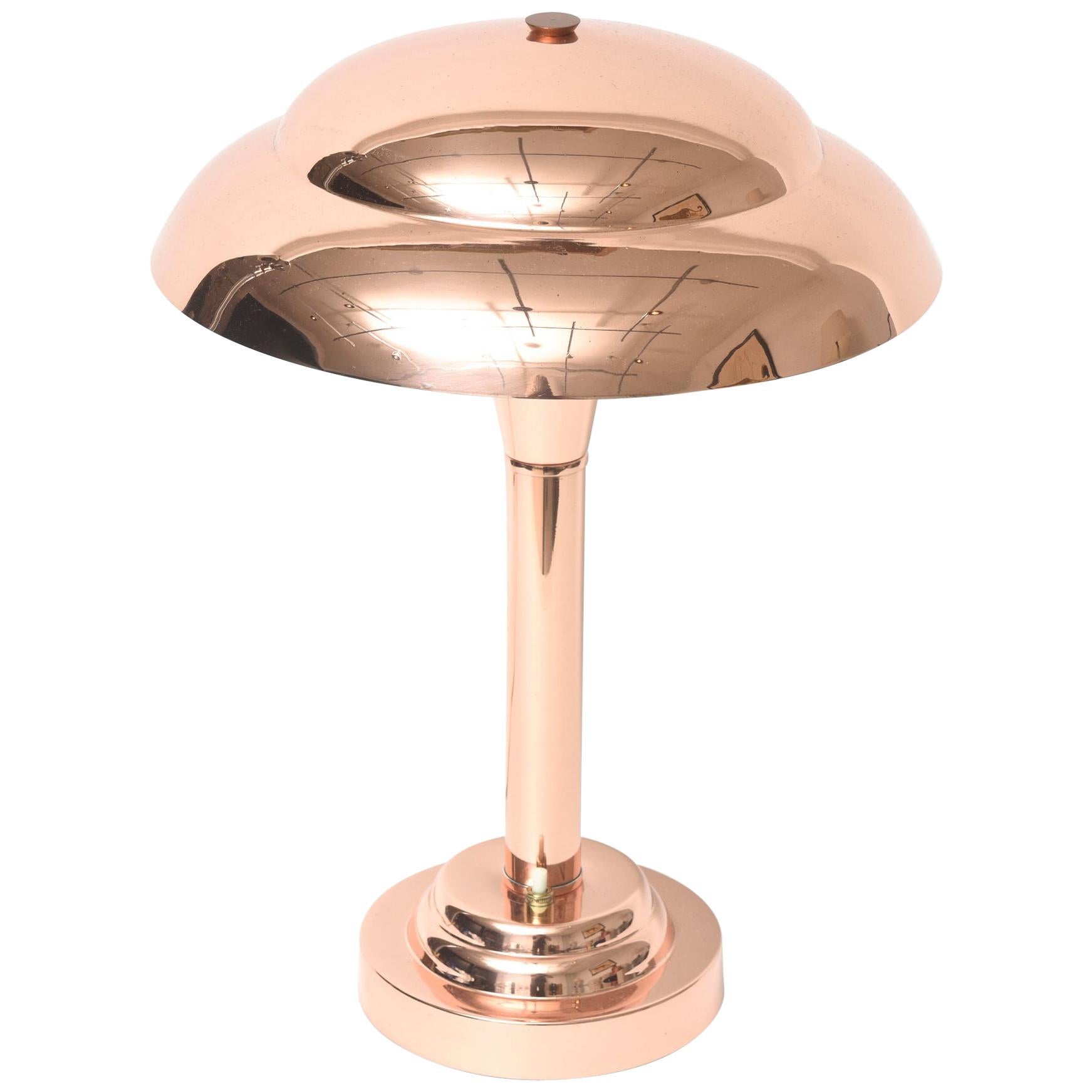 French Art Deco Copper Table Desk Lamp