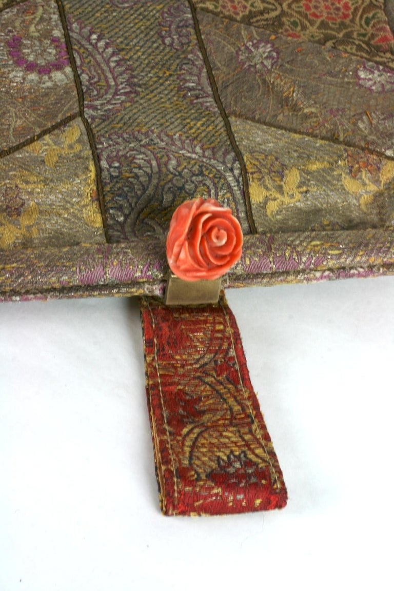 French Art Deco Coral Rose Evening Clutch Bag For Sale 3