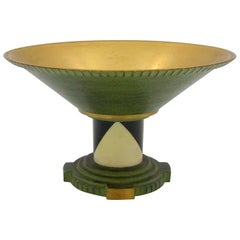 Vintage French Art Deco Coupe in Gilt and Verdigris Metal, Ebony, and Celluloid