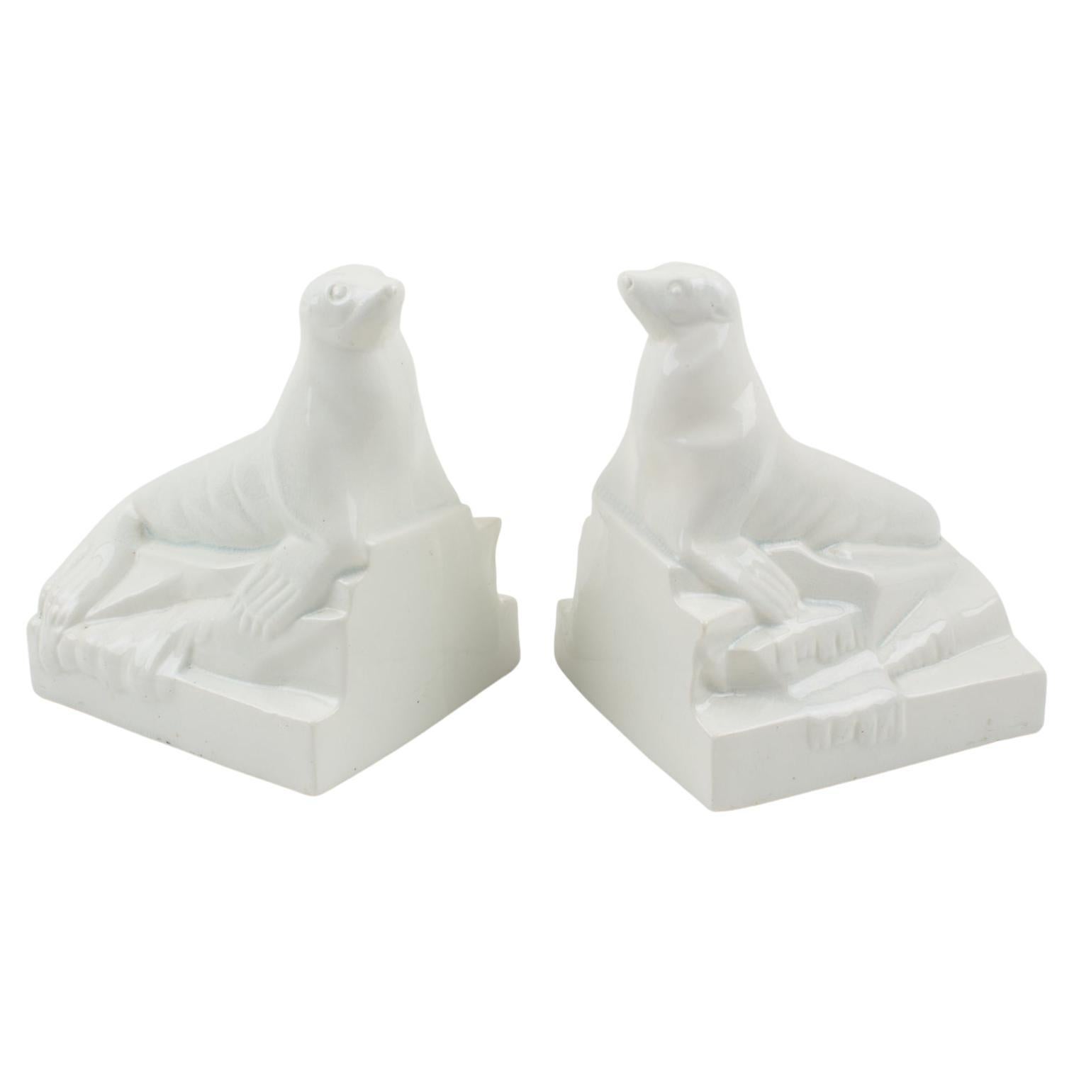 Art Deco Black Ceramic Ibex Bookends at 1stDibs