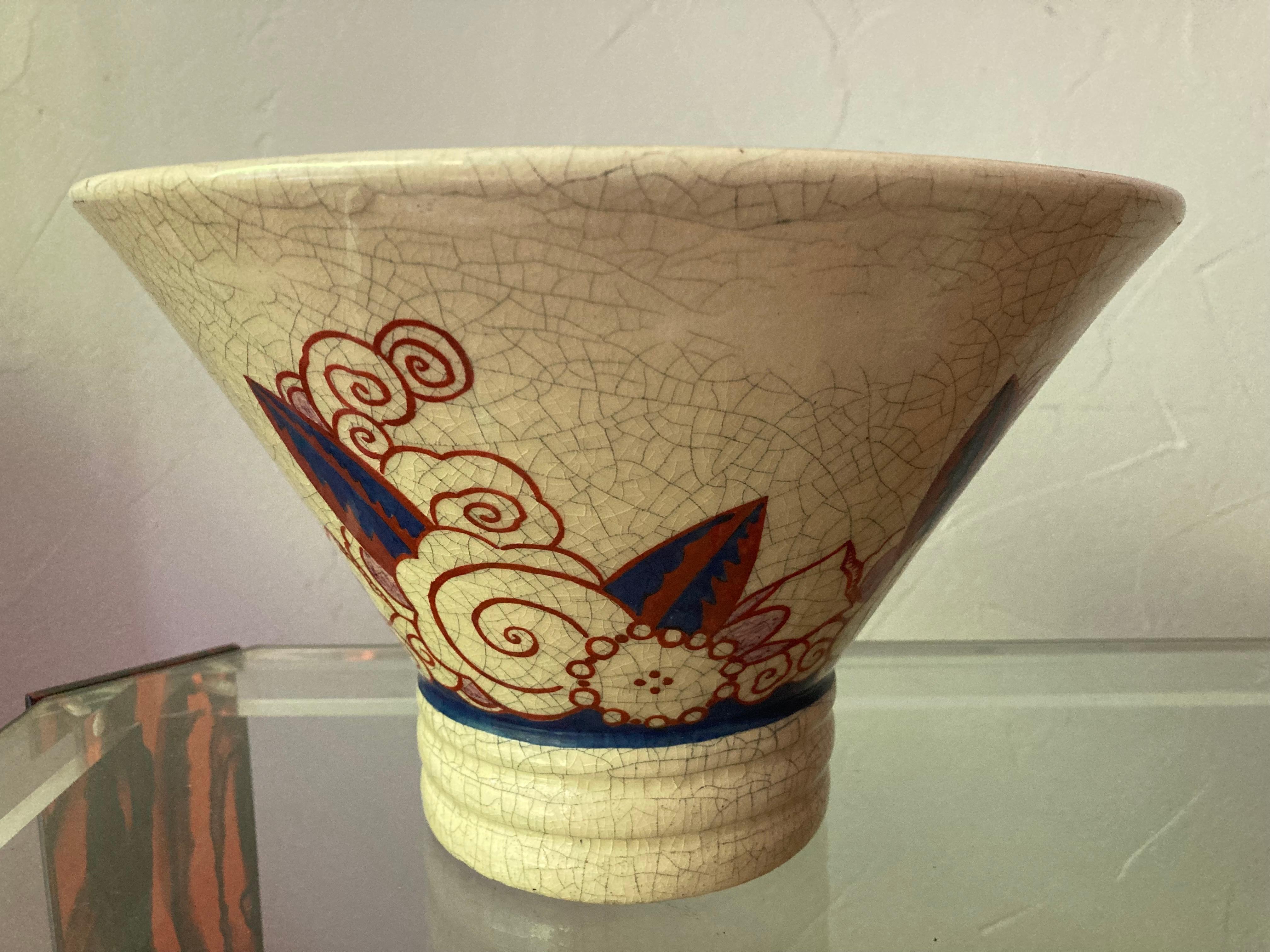 French Art Deco Crackled Ceramic Bowl by Jacques Adnet, Company Lusca, 1925 For Sale 6