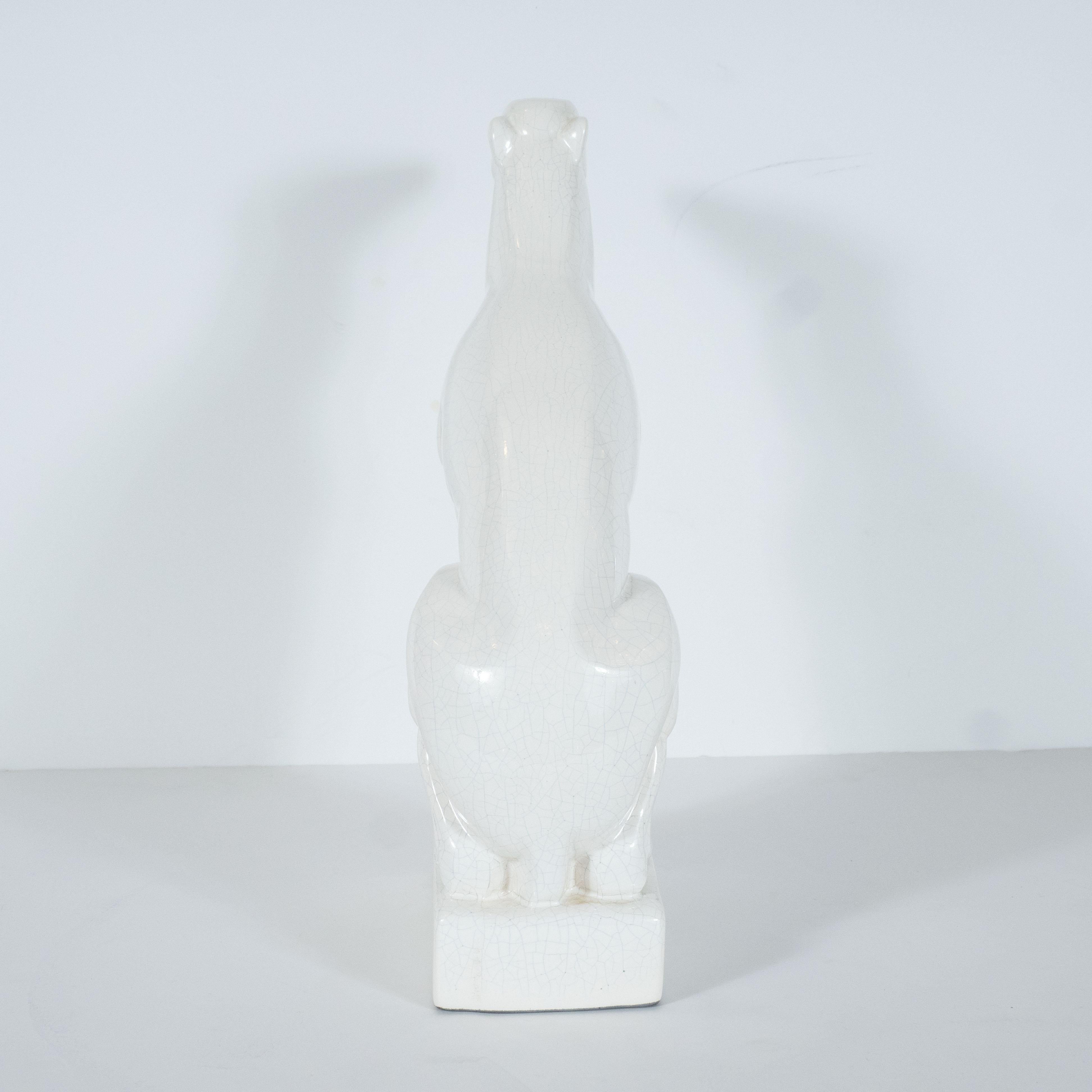 Französischer Art déco-Craqueleur Weißer Keramik Windhund, signiert von Charles Lemanceau im Angebot 2