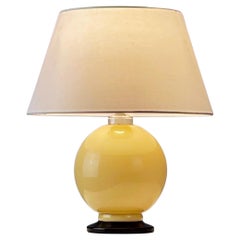 French Art Deco Cream and Black Opaline Glass Table Lamp, 1930s