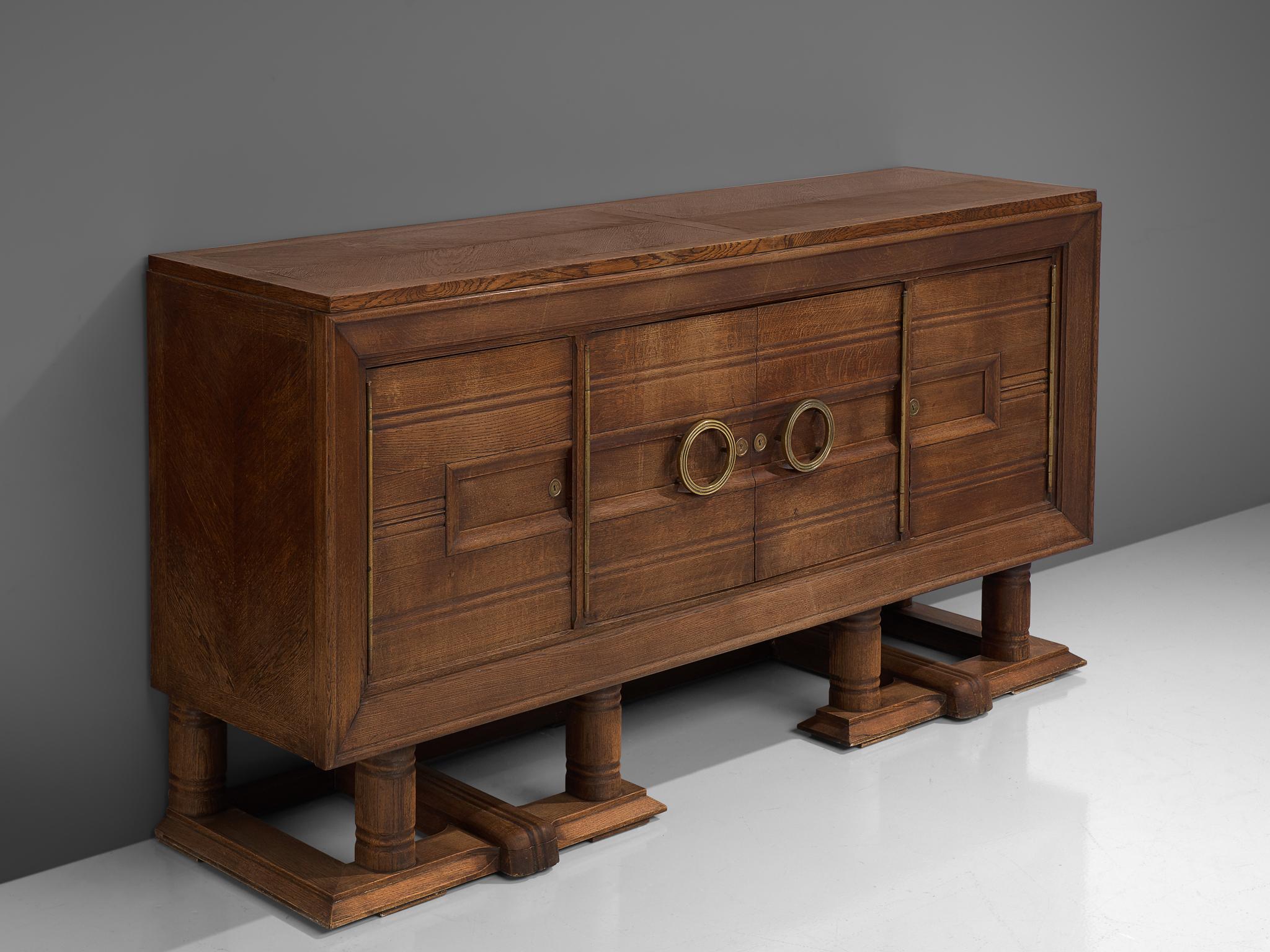 French Art Deco Credenza in Darkened Oak In Good Condition In Waalwijk, NL