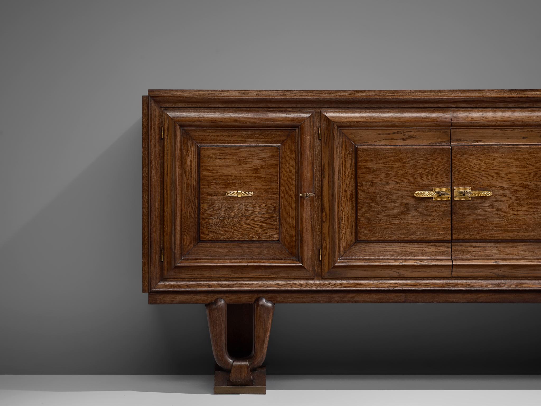 Mid-20th Century French Art Deco Credenza in Darkened Oak