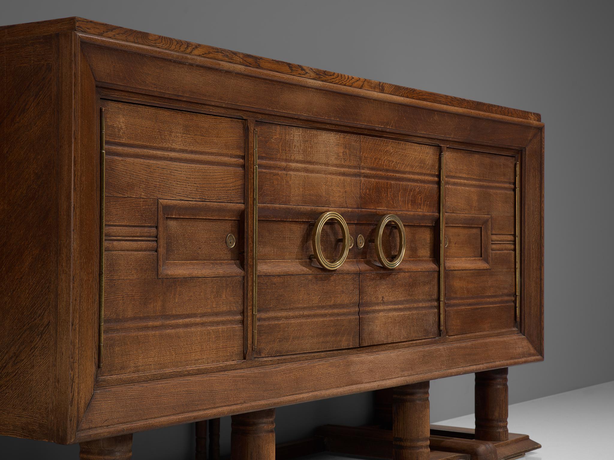 Mid-20th Century French Art Deco Credenza in Darkened Oak