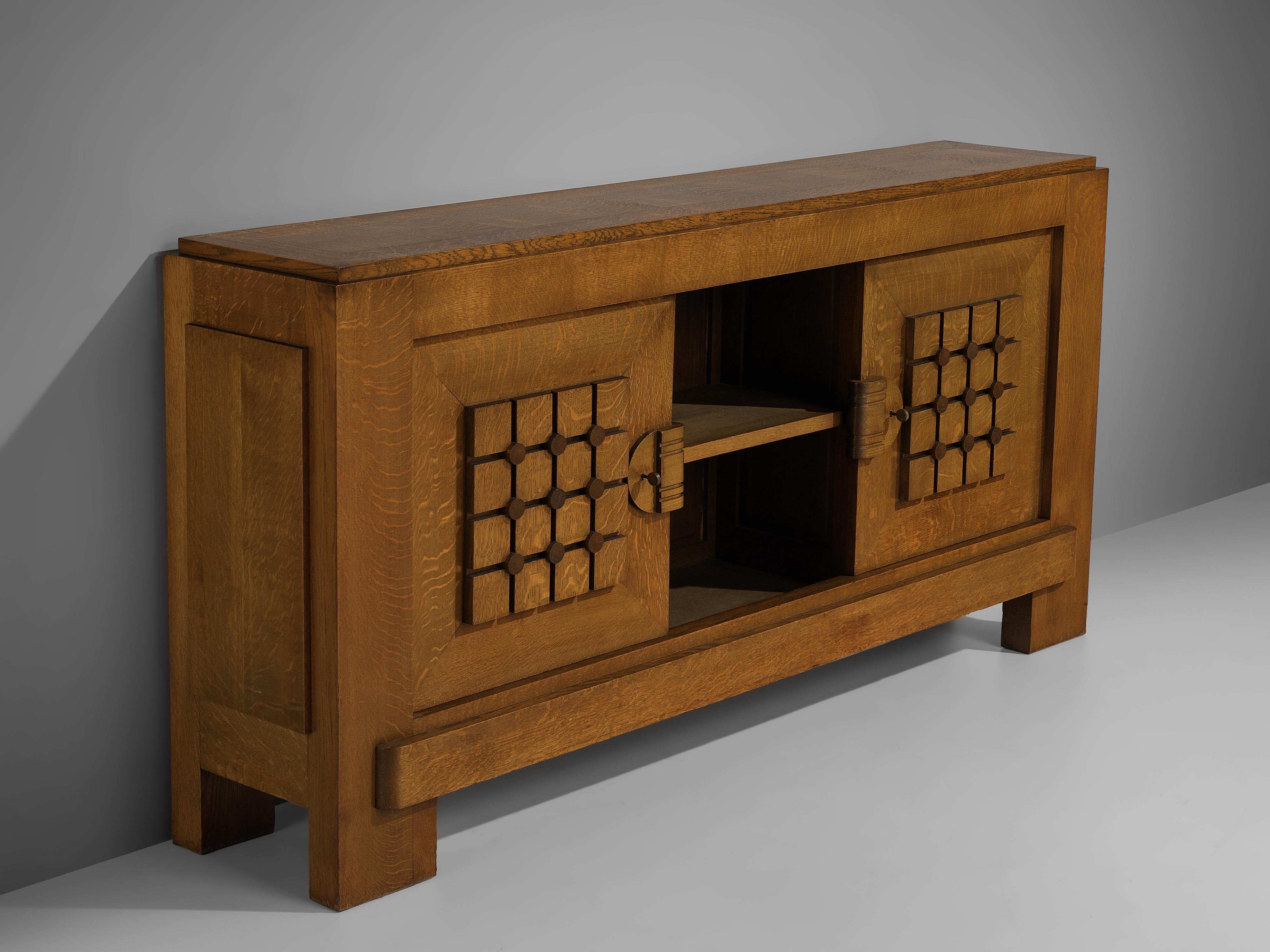 French Art Deco Credenza in Stained Oak 1