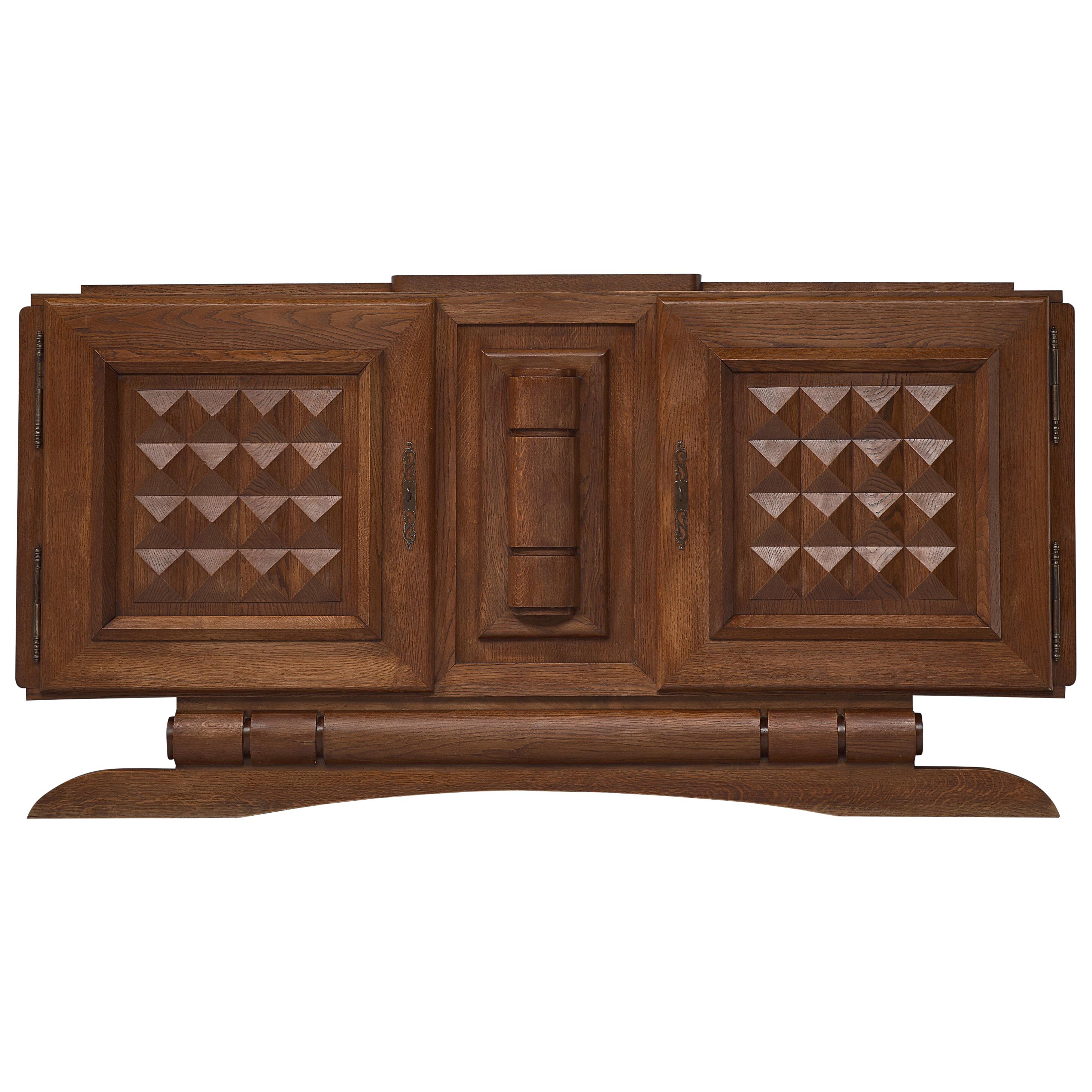 French Art Deco Credenza in Stained Oak