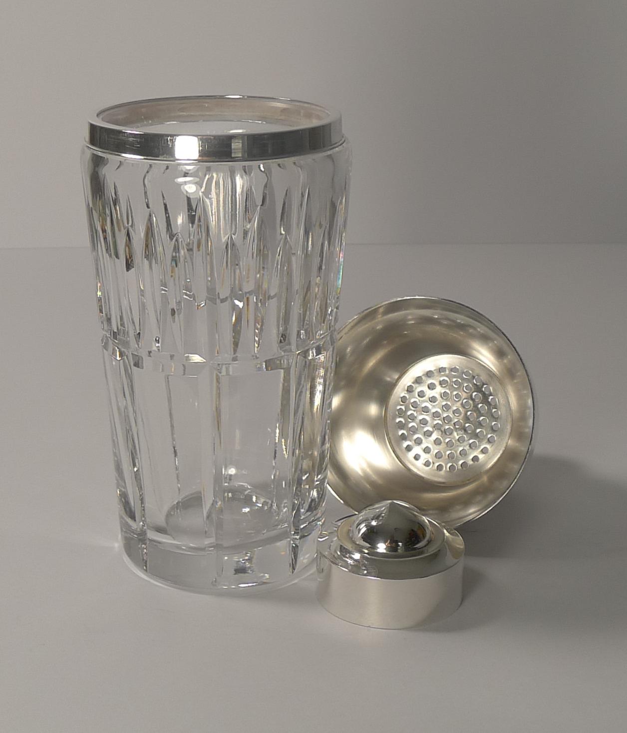 French Art Deco Crystal and Silver Plated Cocktail Shaker / Set by St. Medard 2