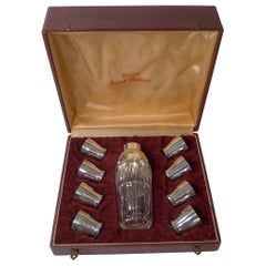 French Art Deco Crystal and Silver Plated Cocktail Shaker / Set by St. Medard