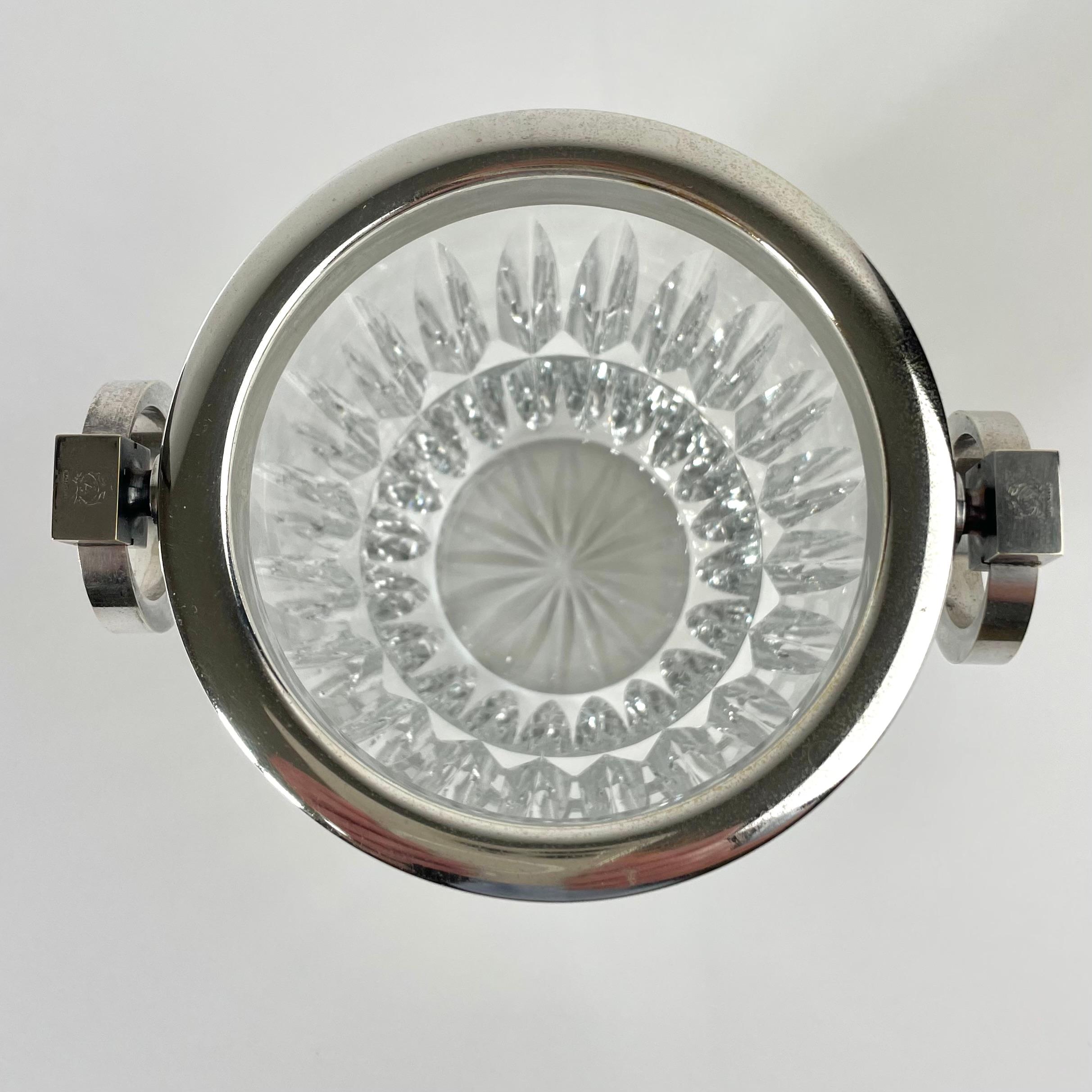 Seau à glace en cristal de l'Art déco français avec montures en métal argenté, années 1930 en vente 4