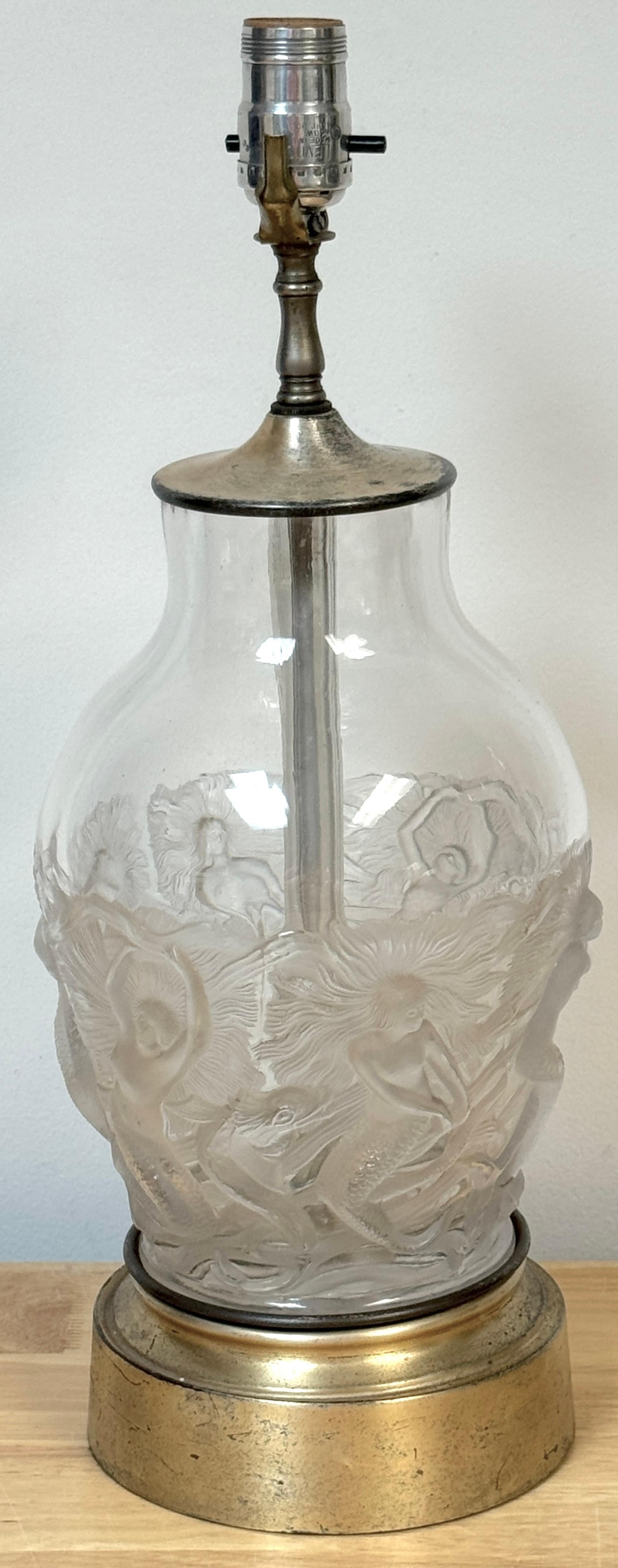 Lampe Art déco française Mermaids & Dolphin's par Verlys Glass en vente 11