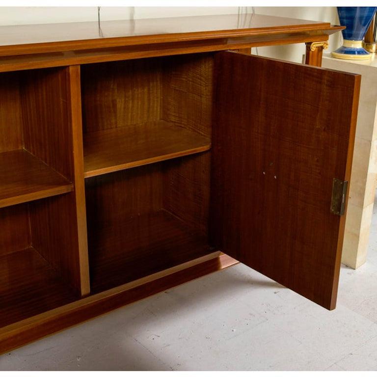 Brass French Art Deco Cuban Mahogany Sideboard Cabinet by Pierre Lardin, circa 1940s