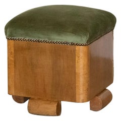 Vintage French Art Deco Cube Ottoman