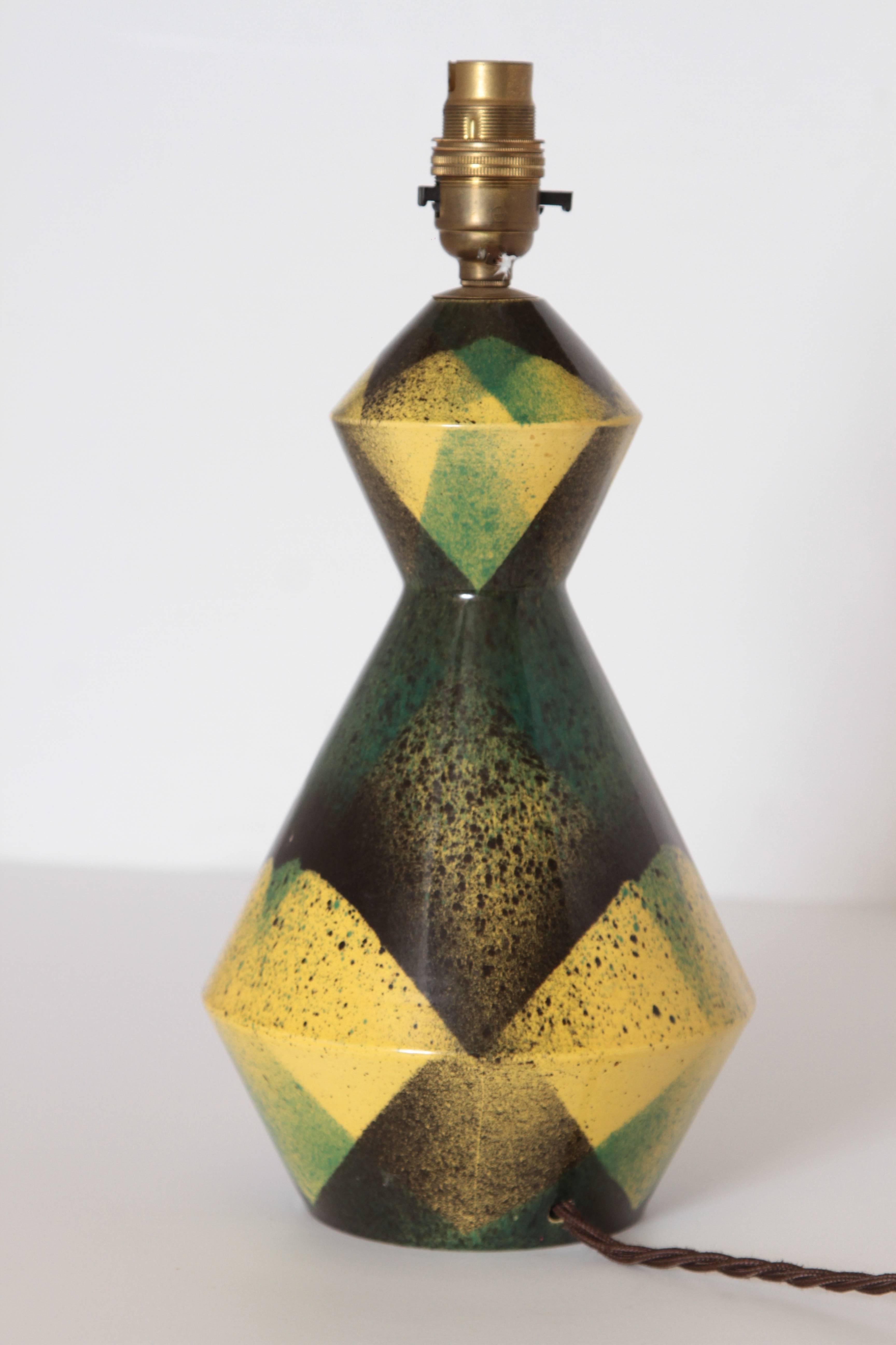 Lampe en grès émaillé Art Déco cubiste français Marcel Guillard pour Éditions Etling en vente 2