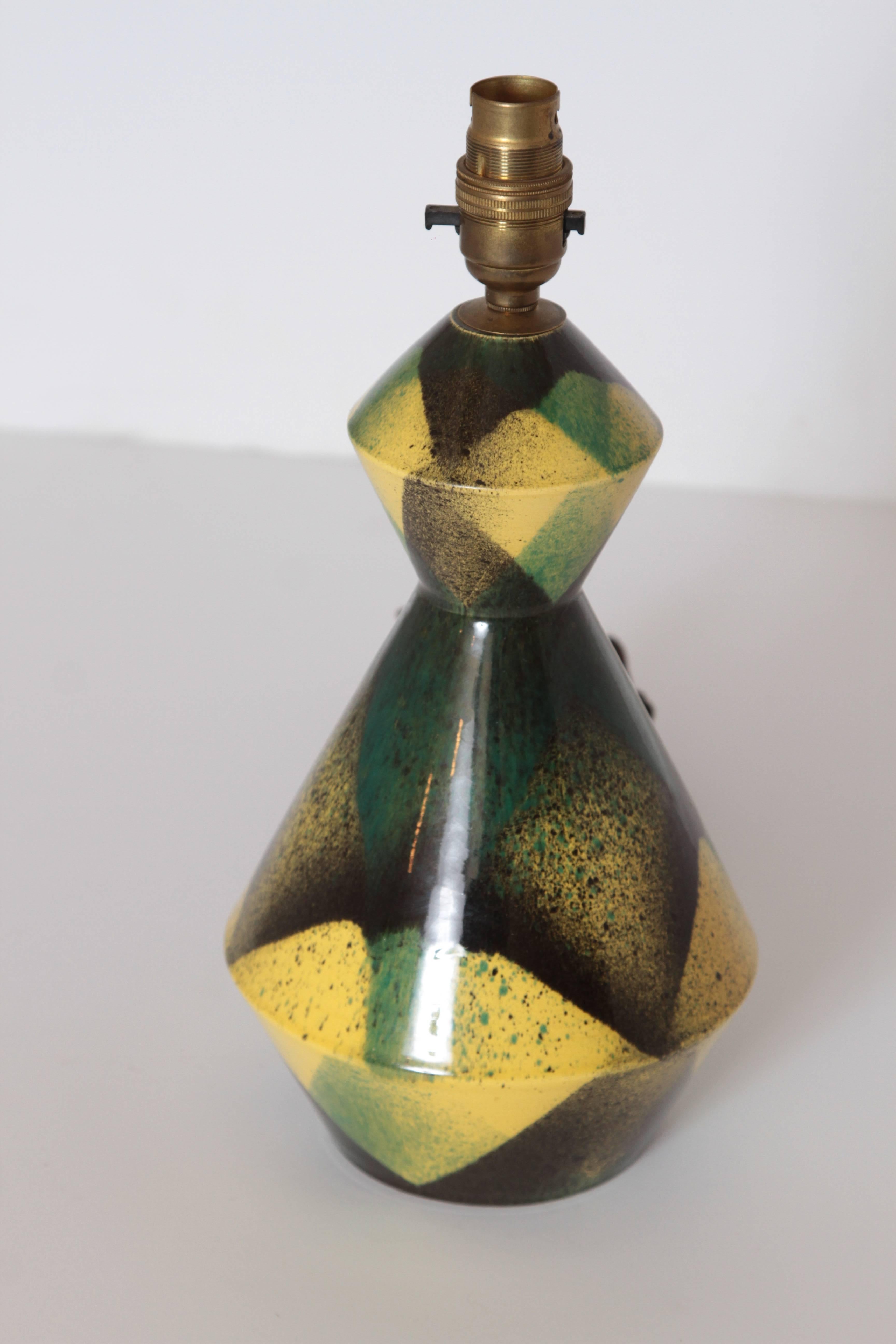 Art déco Lampe en grès émaillé Art Déco cubiste français Marcel Guillard pour Éditions Etling en vente