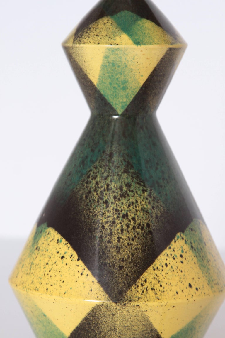 Ceramic French Art Deco Cubist Marcel Guillard Glazed Stoneware Lamp for Editions Etling For Sale
