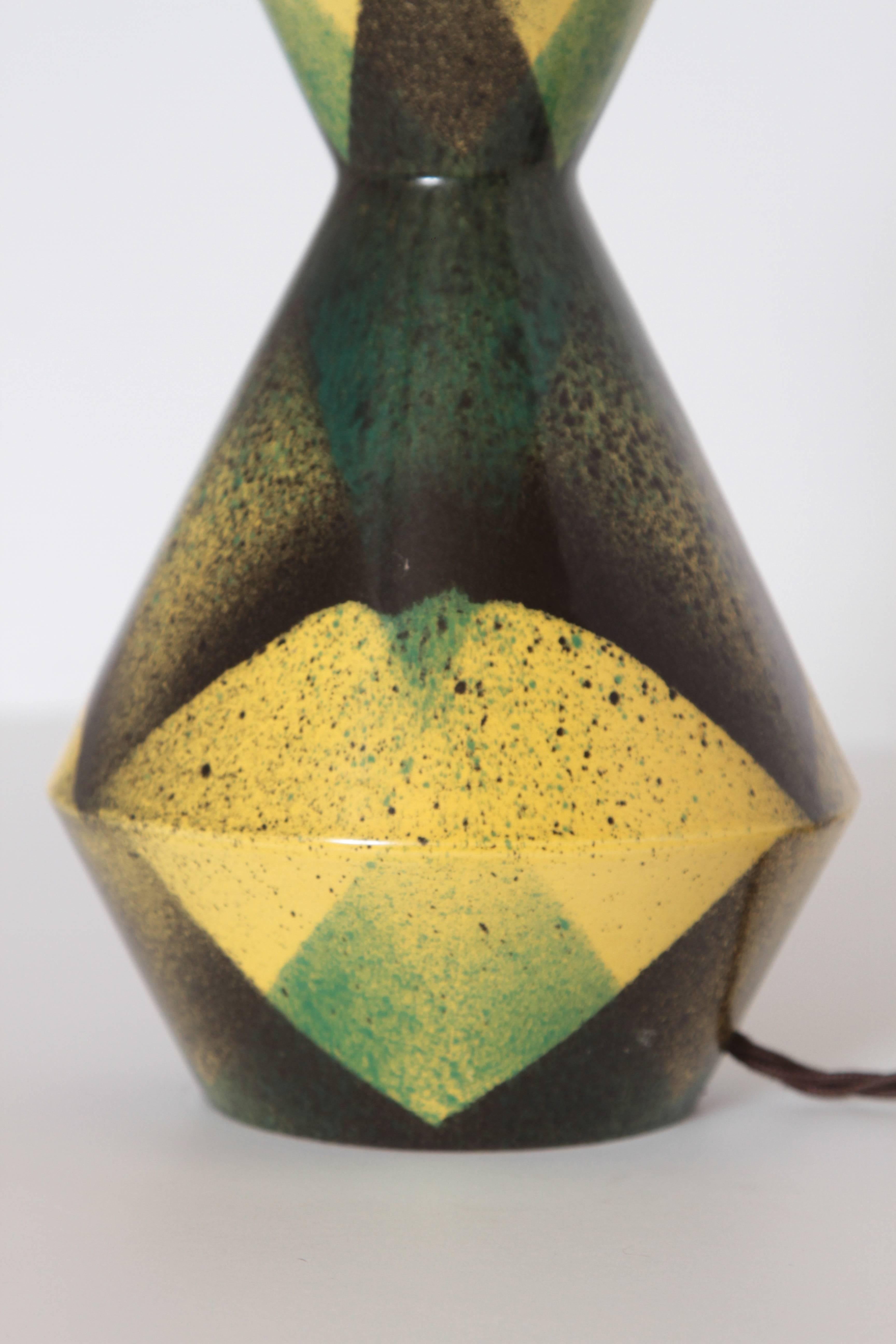 Lampe en grès émaillé Art Déco cubiste français Marcel Guillard pour Éditions Etling en vente 1