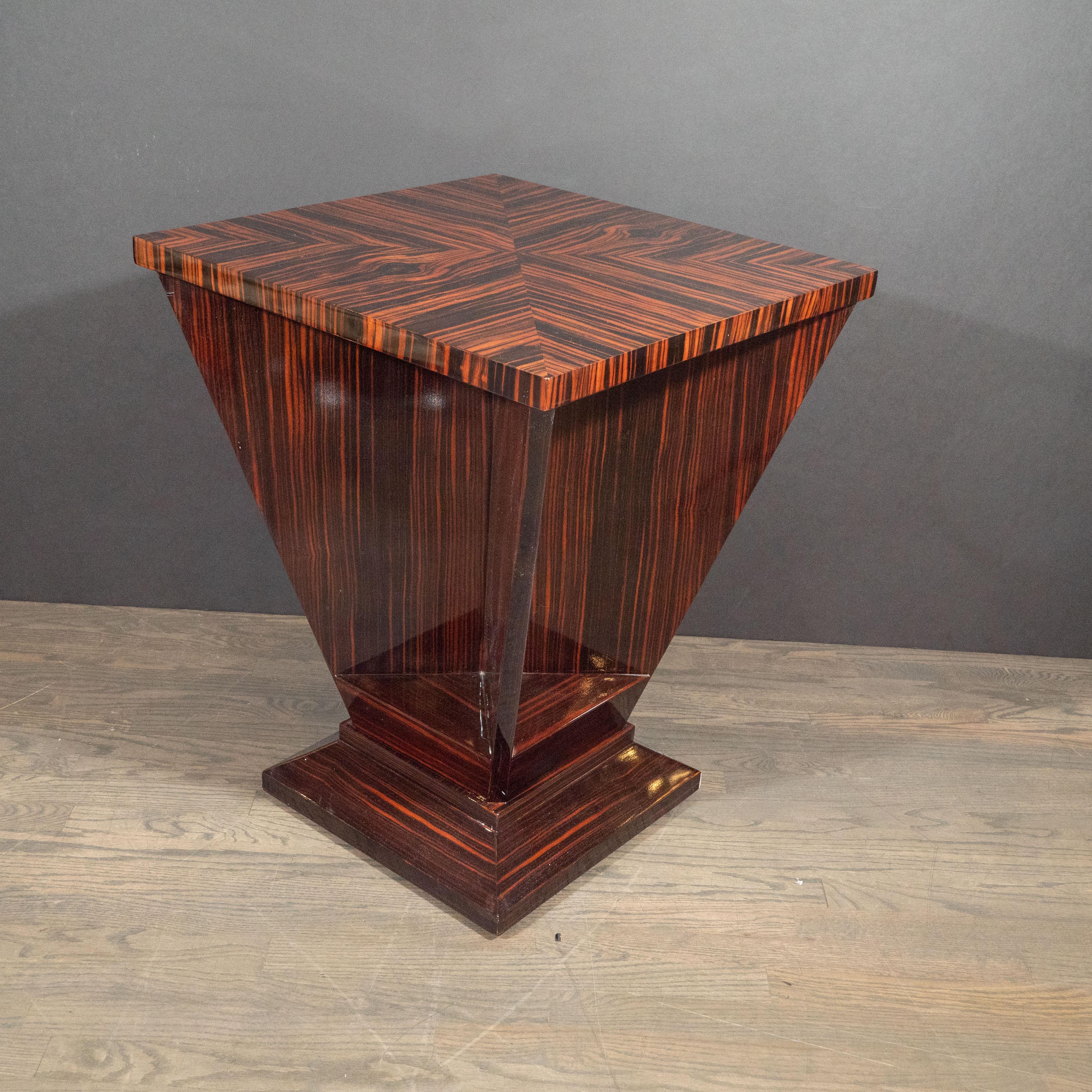 French Art Deco Cubist Occasional Table in Bookmatched Macassar 4