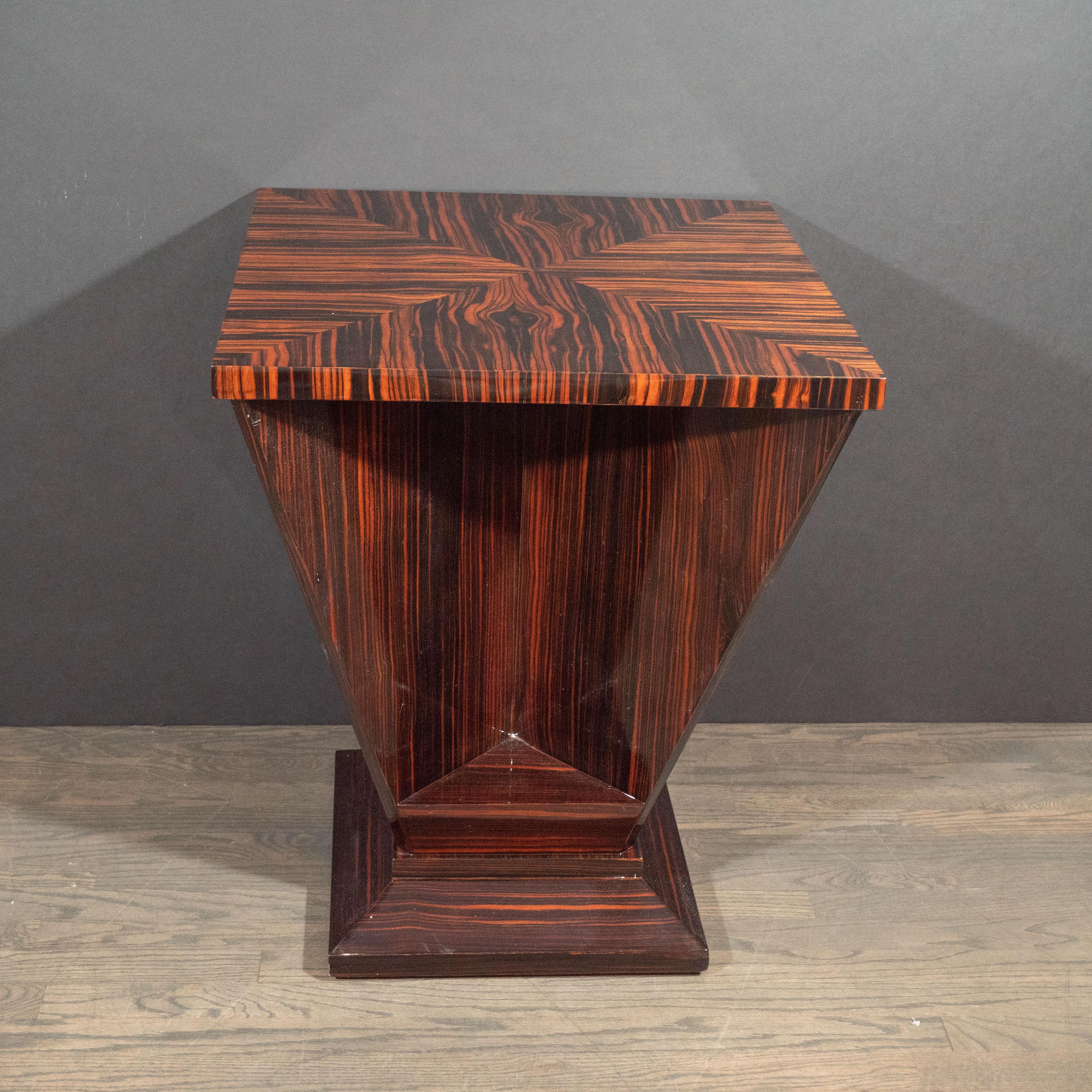 French Art Deco Cubist Occasional Table in Bookmatched Macassar 2
