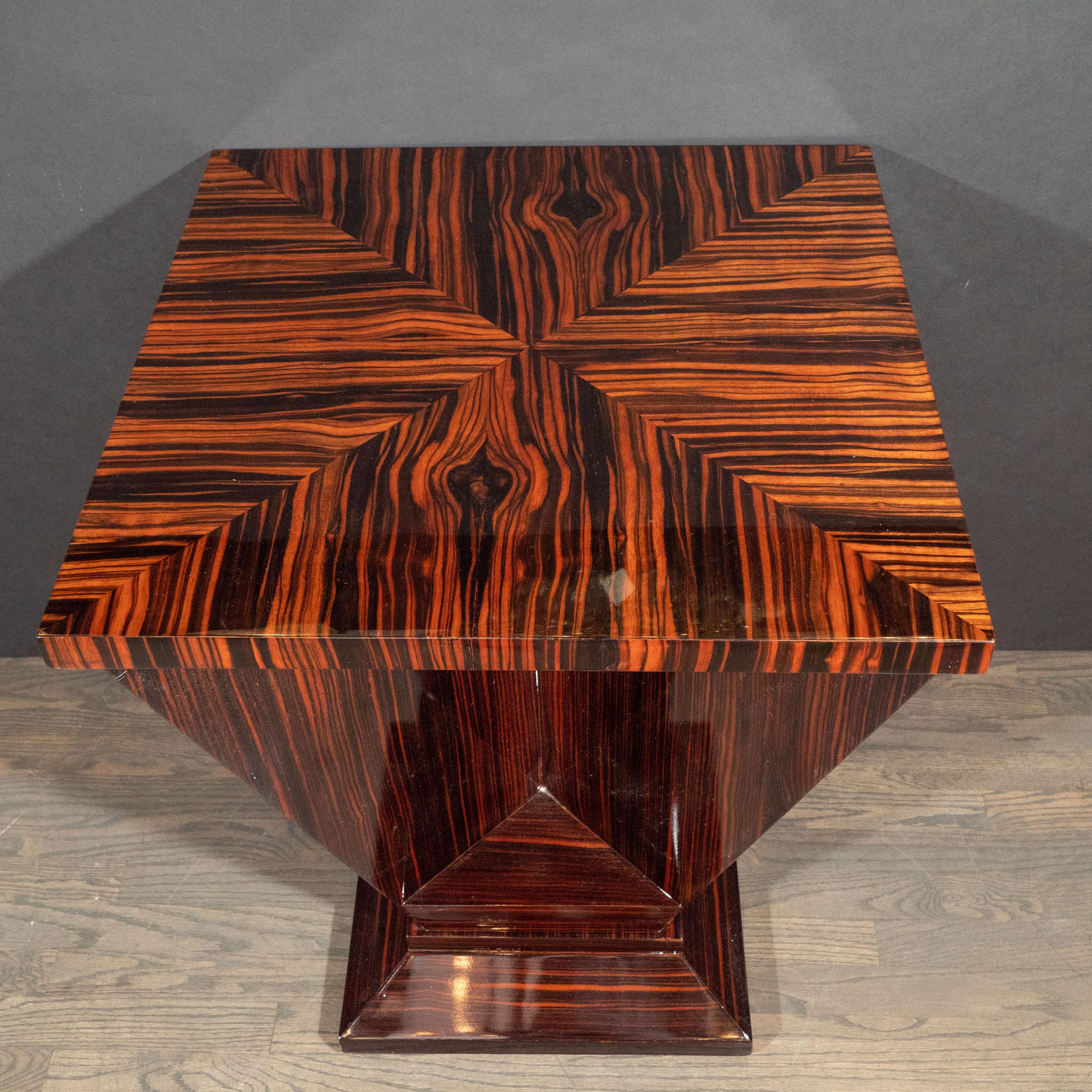 French Art Deco Cubist Occasional Table in Bookmatched Macassar 3