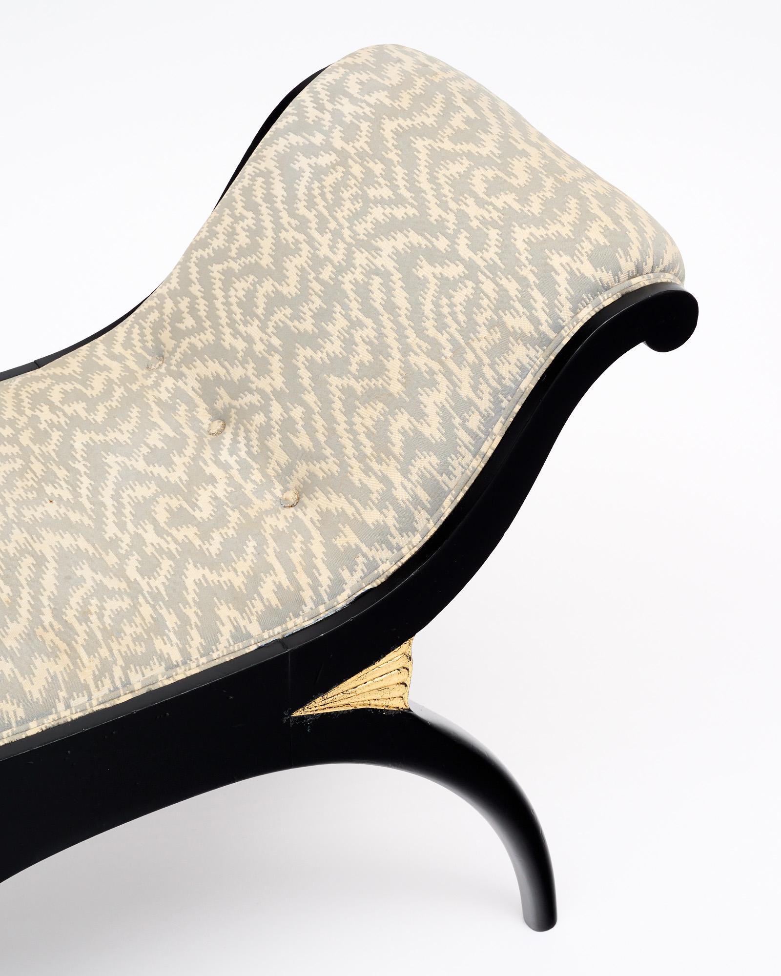Ebonized French Art Deco Curule Bench For Sale