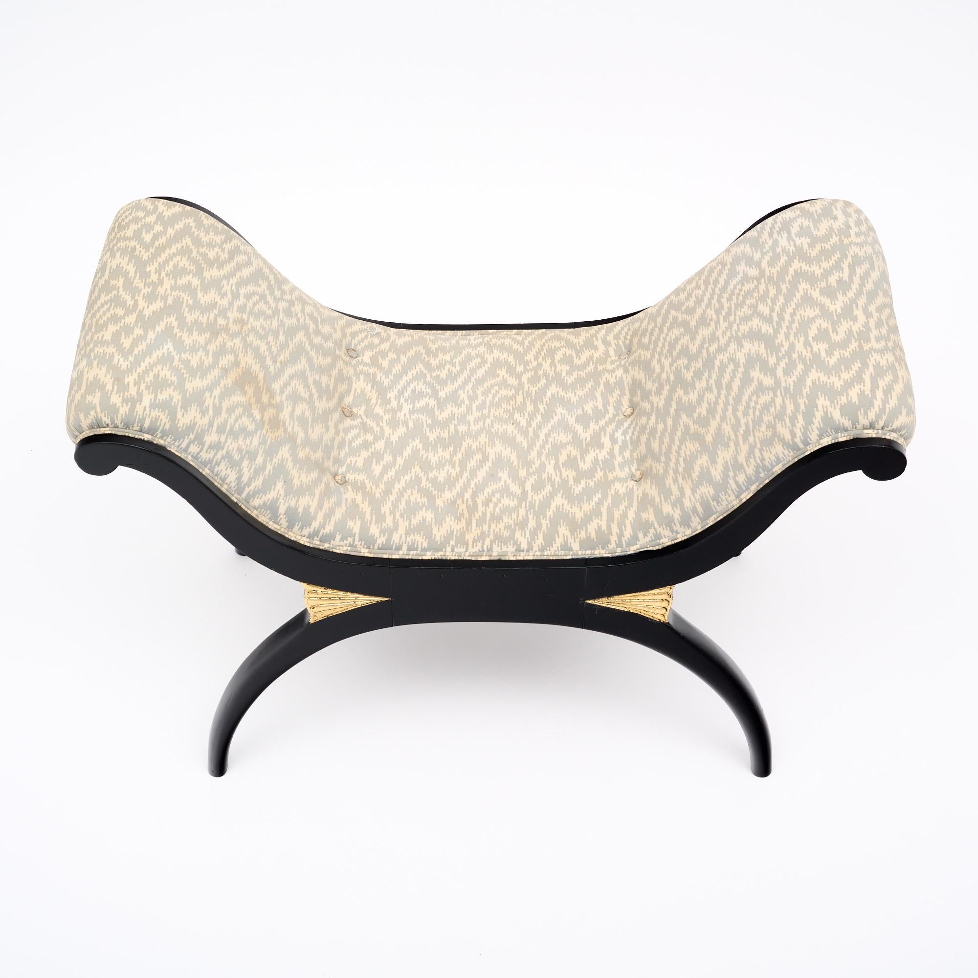 Upholstery French Art Deco Curule Bench For Sale