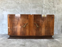 French Art Deco Curved Walnut Sideboard, 1930s