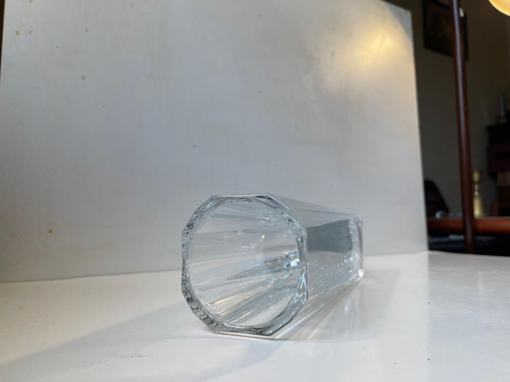 Mid-20th Century French Art Deco Cut Crystal Vase in the style of Daum, 1930s For Sale
