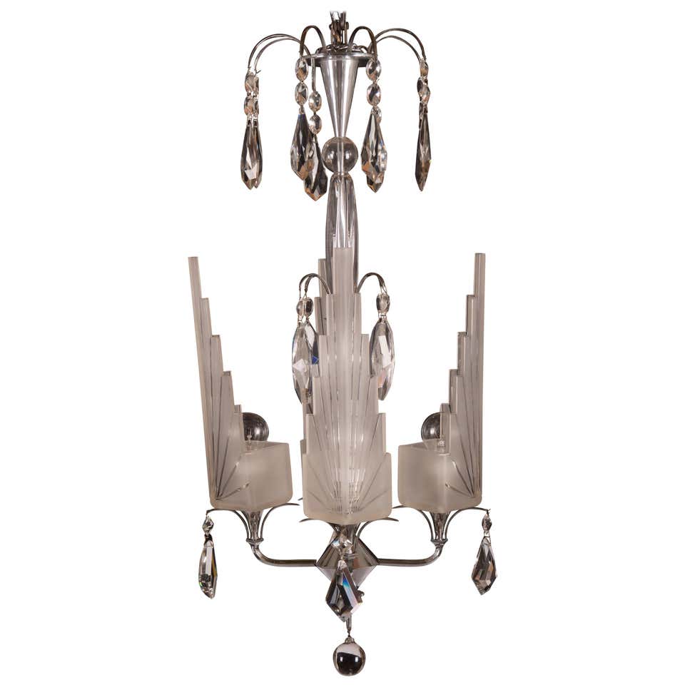 Art Deco Beaded Crystal Chandelier