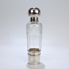 Flacon de liqueur ou de whisky Art Déco français en verre taillé et argent sterling par Chambin