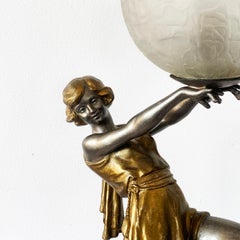 French Art Deco Dancer Lamp by Carlier
