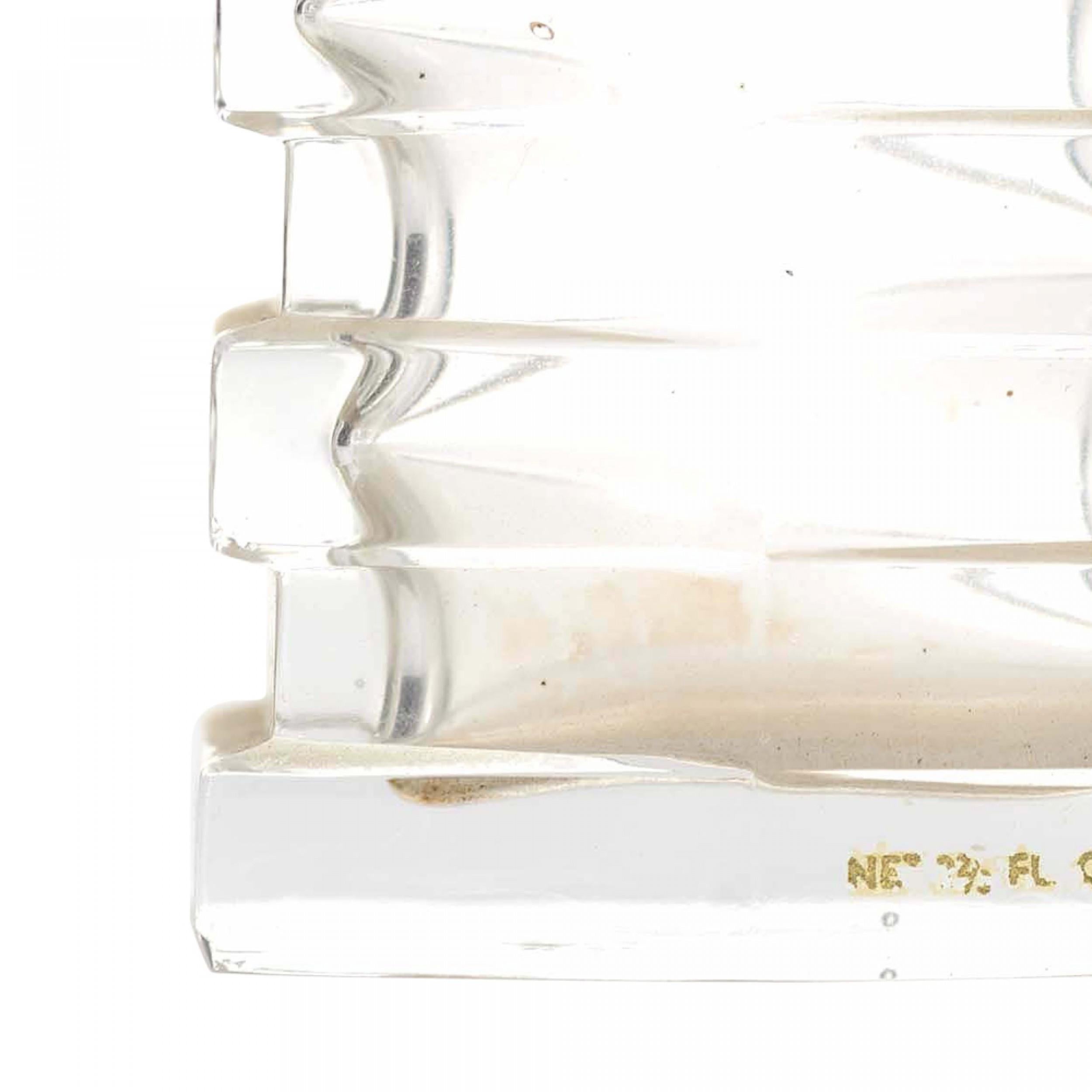 French Art Deco clear glass perfume bottle (\