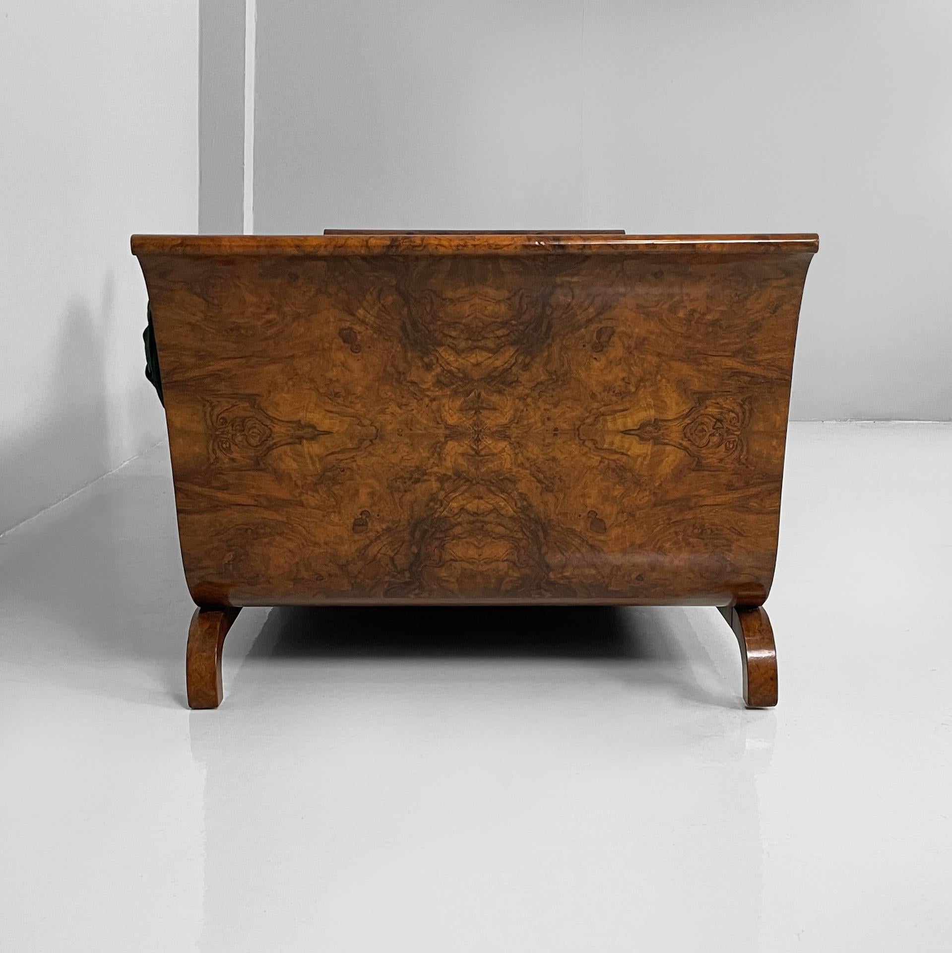 Milieu du XXe siècle Lit de jour barchettone Art Deco français en tissu vert et bois, années 1940 en vente
