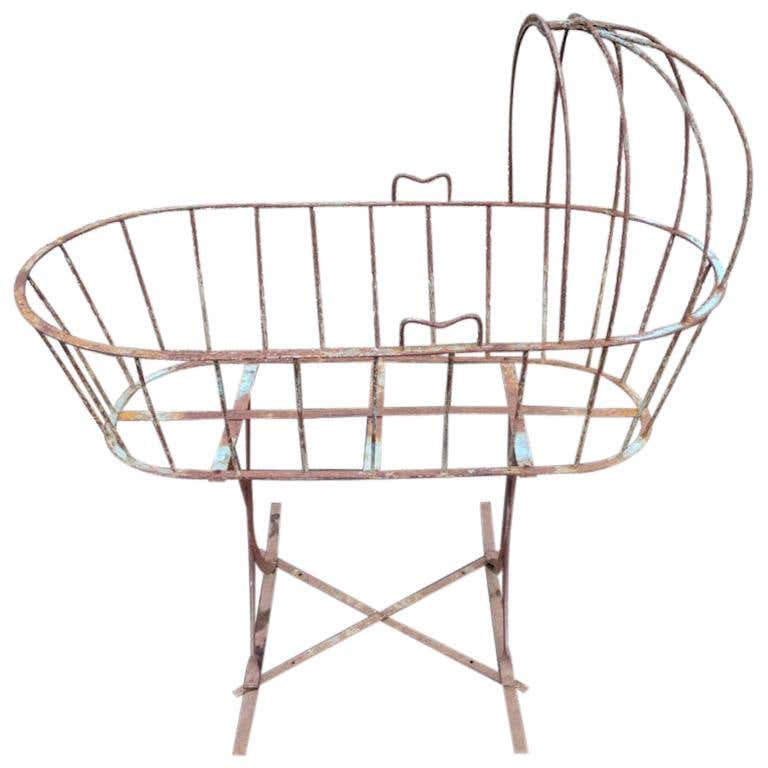 Dutch Woven Iron Wire Rocking Cradle For Sale at 1stDibs