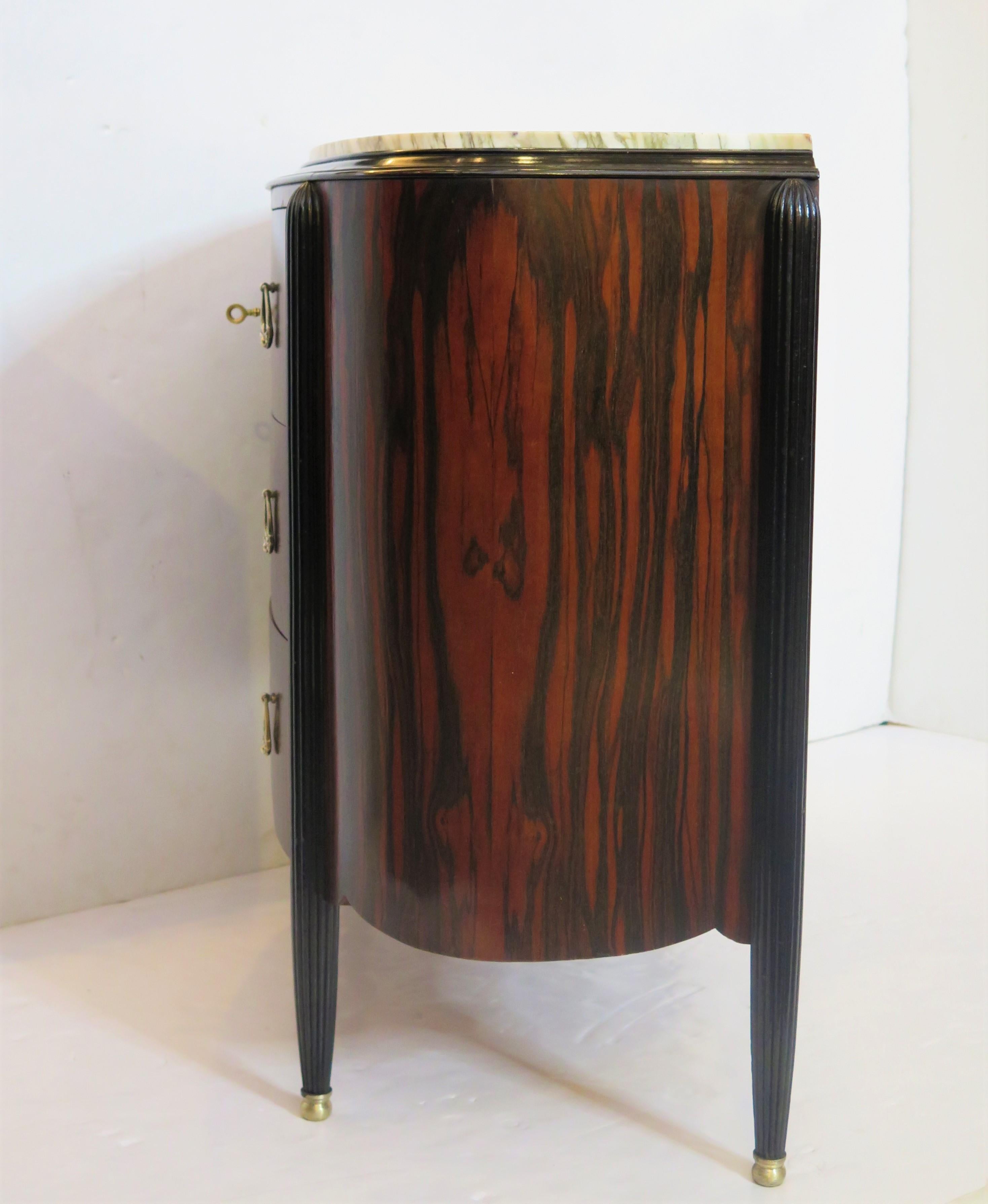 Marble French Art Deco Demilune Commode For Sale