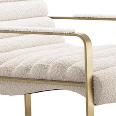 Fauteuil en tissu bouclé beige de style Art Déco et Bauhaus français