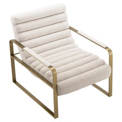 Französischer Sessel im Art Déco- und Bauhaus-Stil aus beigem Bouclé-Stoff