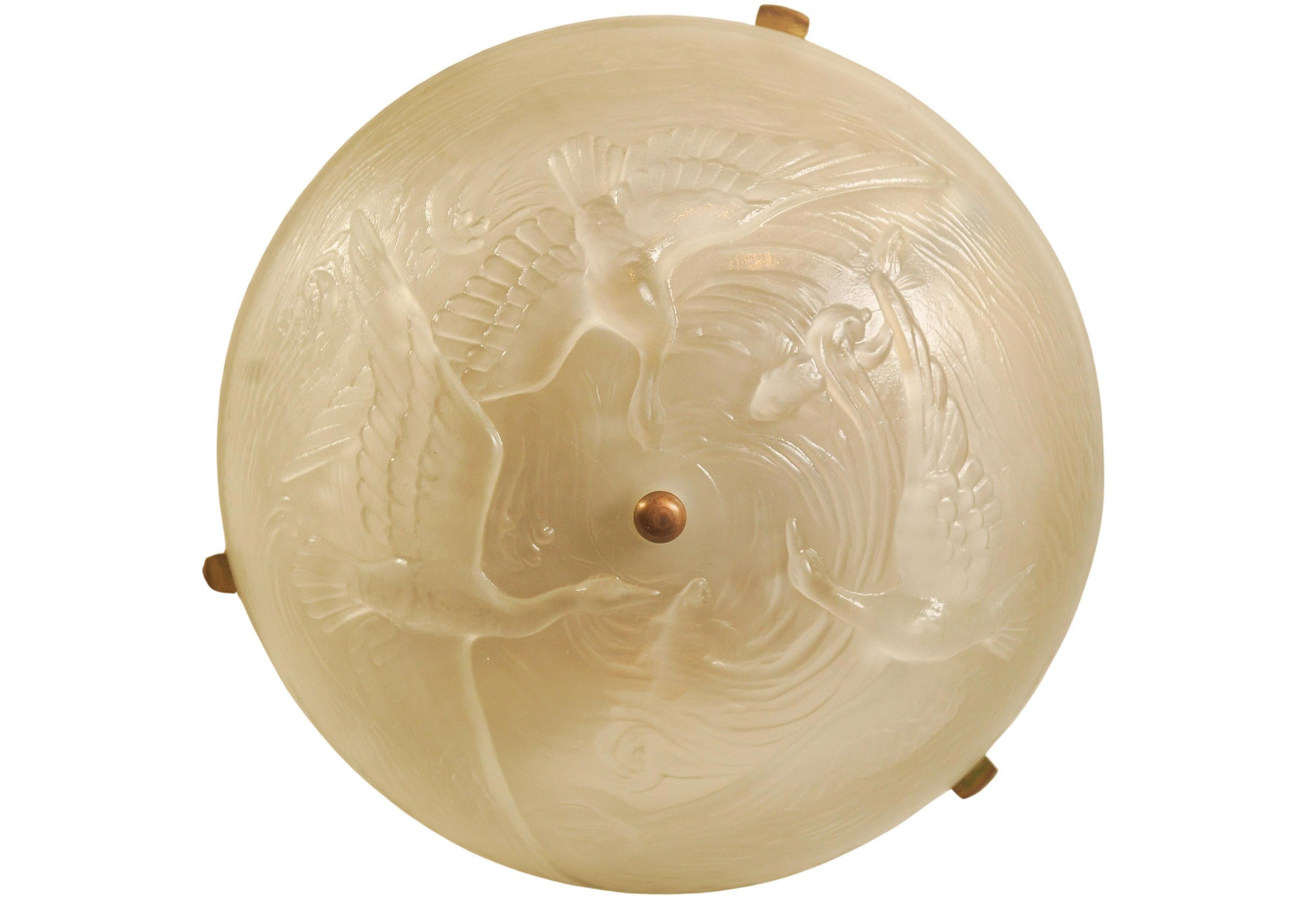 Lampade da tavolo in vetro smerigliato e ottone in stile Art Deco francese di Léon Léon in vendita 1