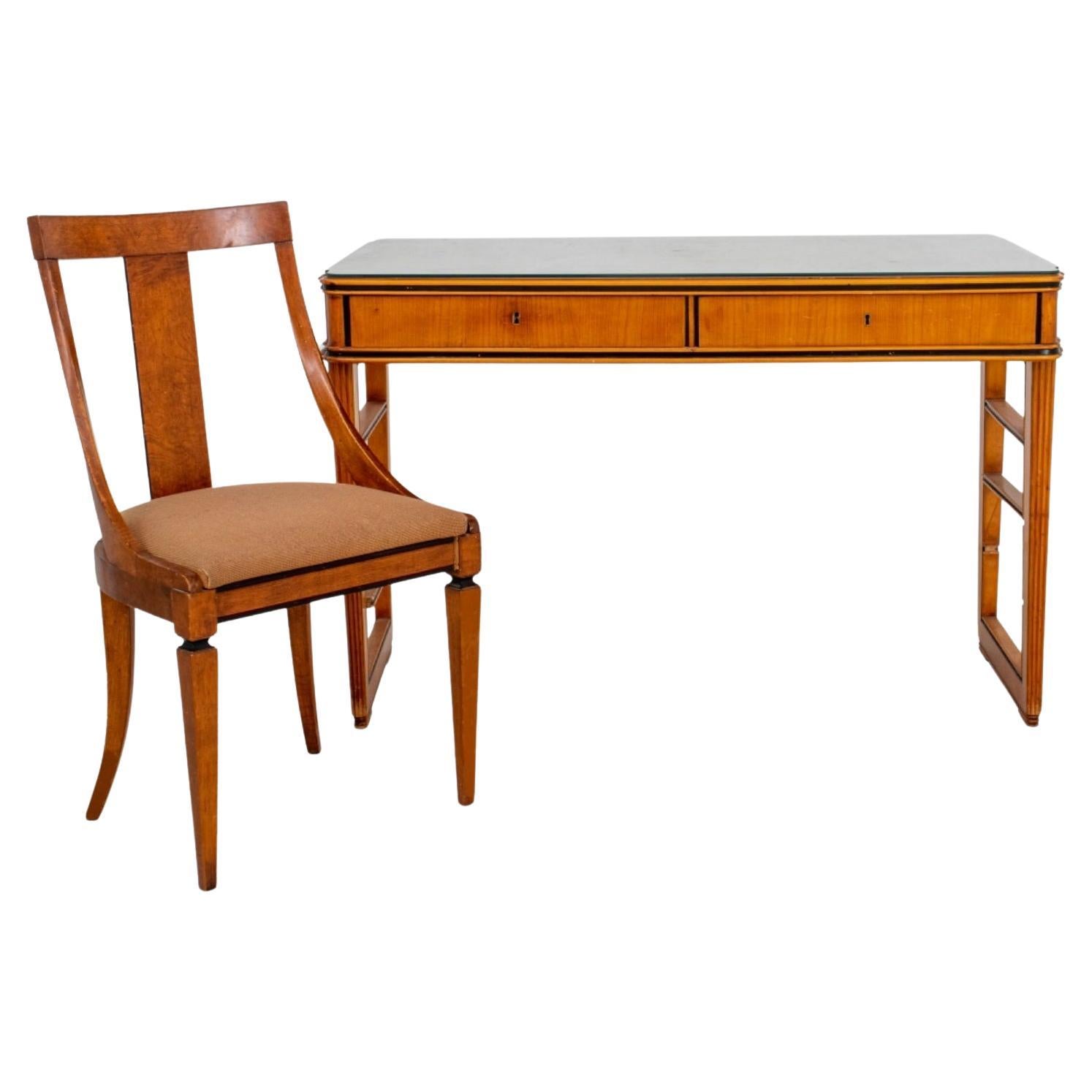 French Art Deco Desk and Biedermeier  Chair, 1930s