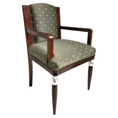 French Art Deco desk /arm/side/occasional chair Thuya wood & silver leaf Dufrene