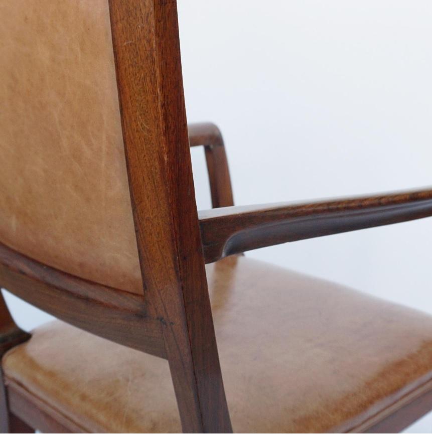 Chaise de bureau Art déco française Noyer et cuir, vers 1925 en vente 5