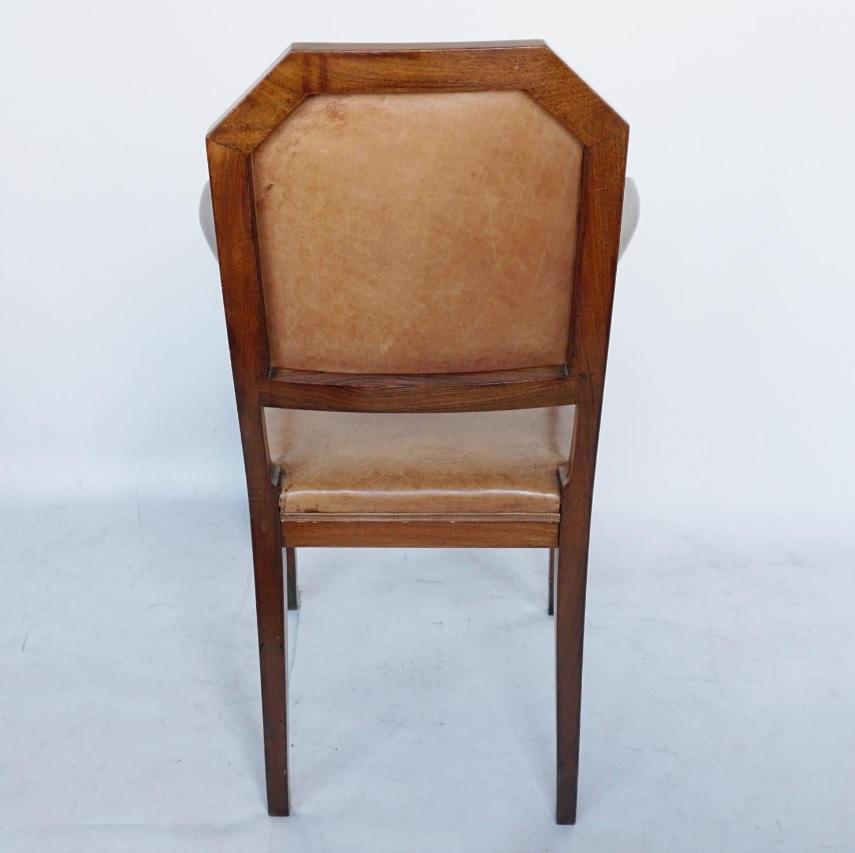 Chaise de bureau Art déco française Noyer et cuir, vers 1925 en vente 3