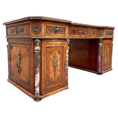 French Art Deco Desk, Circa 1930 – Fine Wood, Gilt Bronze & Marble