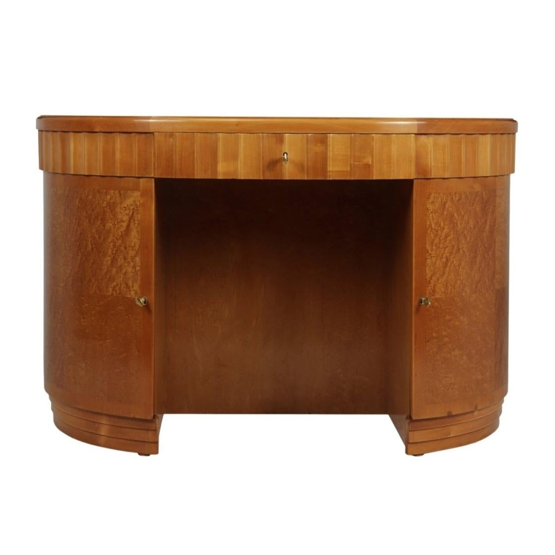 French Art Deco Desk in Birds Eye Maple, c.1930 For Sale